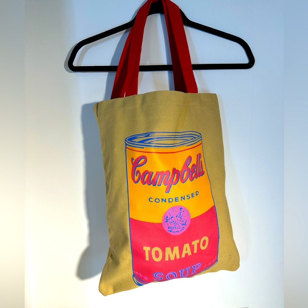 Andy Warhol Campbell's Soup canvas Tote Bag with Red Handles